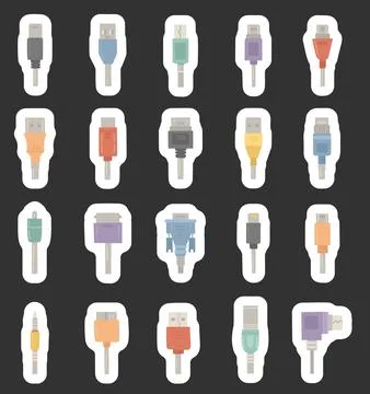Usb type connector set in scandinavian style Stock Illustration