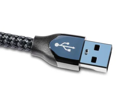 USB type A knitting wire cable on white background Stock Photos