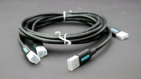 USB Type A to Type B Cable Stock Photos