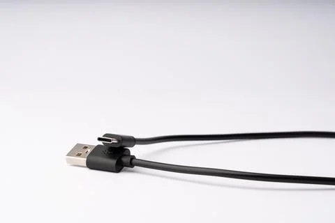 USB Type-A to USB Type-C Charging Cable Closeup Stock Photos