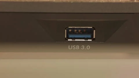 USB universal serial bus device blue port version 3 Stock Footage 340585597