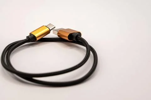 USB-A to USB-C male computer cable Stock Photos