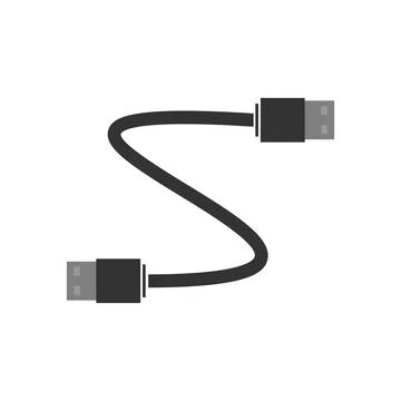 USB to USB cable for connecting devices. The cable is black for the computer Stock Illustration