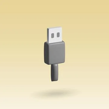 Usb vector 3d icon. usb cable 3d illustration. Stock Illustration