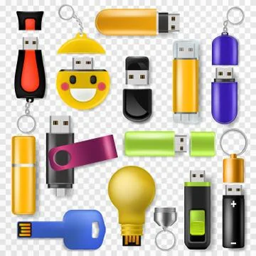 USB vector flash drive memory storage and digital transfer device to computer Illustrazione stock