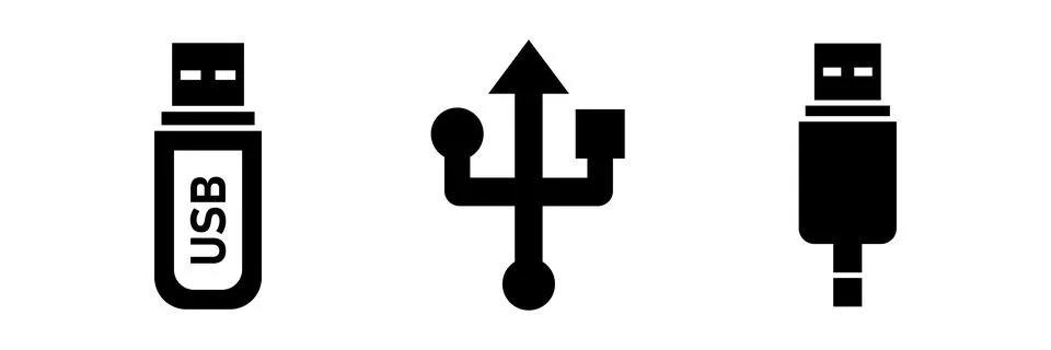 USB vector icons, collection of usb icon for web. Stock Illustration