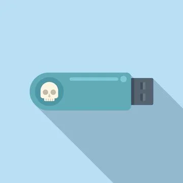 Usb virus data icon flat vector. Hacker error Stock Illustration