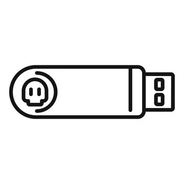 Usb virus data icon outline vector. Hacker error Stock Illustration