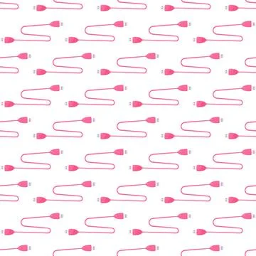 Usb wire computer pink elements background pattern Stock Illustration
