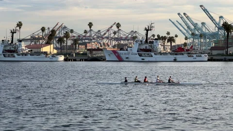 USC Rowing Crew Practice Stock Footage 170107545