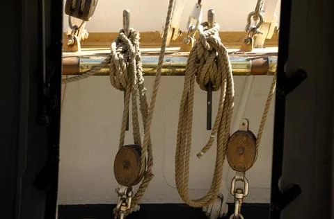 The USCG Eagle is a three-masted sailing barque with 21,350 square feet of sa Stock Photos