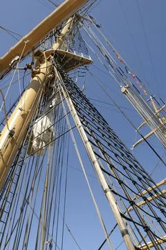 The USCG Eagle is a three-masted sailing barque with 21,350 square feet of sa Stock Photos