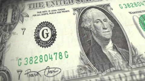 USD $1 Banknotes Sliding in Close-Up Macro Loop Animation Stock Footage 292323764