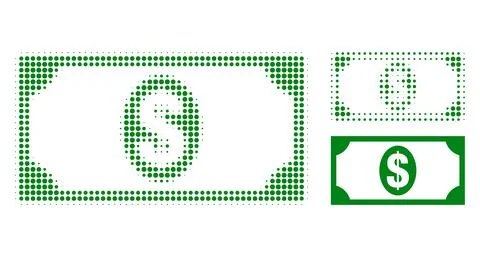Usd Banknote Halftone Dotted Icon Stock Illustration