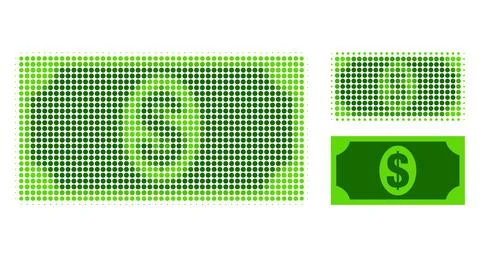 Usd Banknote Halftone Dotted Icon Stock Illustration