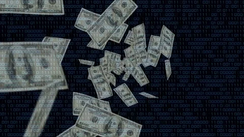 USD bills entering edges, moving inward, forming vortex, showing money flow in Stock Footage 335651968