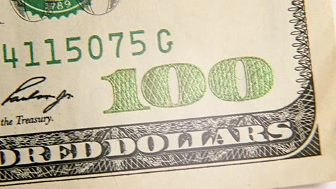 USD cash macro view, green 100 dollar cash - Slow motion animation, USA fiat Stock Footage 172079495