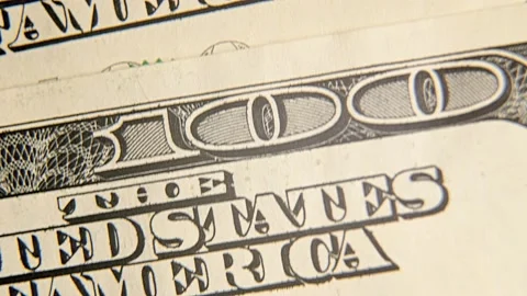 USD cash macro view, green 100 dollar cash - Slow motion animation, USA fiat Video stock 172079927