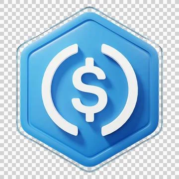 USD Coin Badge Left View Crypto Isolated On White Background Blockchain Illustrazione stock