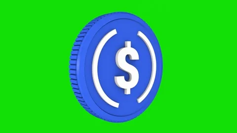 USD coin spinning on green screen.  Stablecoins concept. Stock Footage 313676541