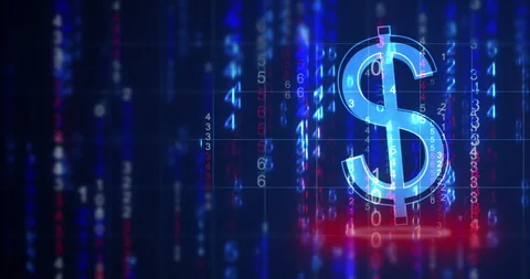 USD Dollar Analytics symbol matrix rain backdrop dark technology bg. 動画素材 335945157