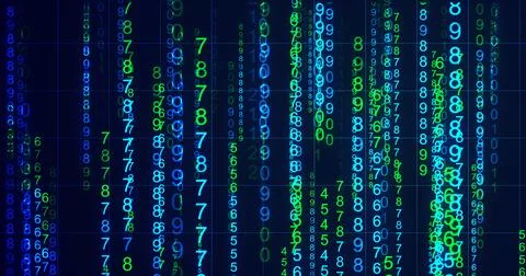 USD Dollar Analytics symbol matrix rain backdrop dark technology background.. Stockillustratie