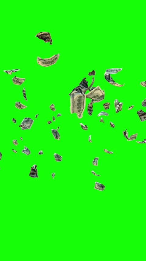 USD, Dollar banknotes flying in slow motion, Green Screen Chromakey, Vertica Stock Footage 340454836