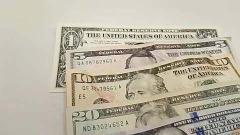 Usd financial concept, one dollar, five dollar, ten dollar, twenty dollar Stock Footage 324857965
