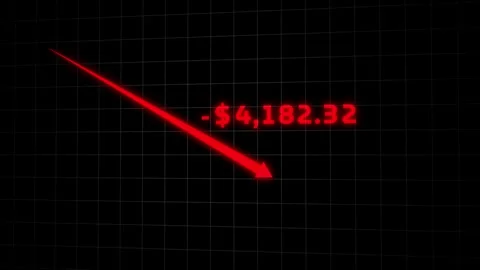 USD Financial Loss Animation Down Arrow Negative Value Market Crash Concept Stock Footage 332447797