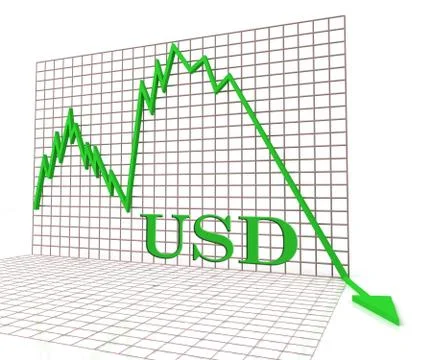 Usd Graph Negative Indicates Foreign Currency And Charts 3d Rendering Stock Illustration
