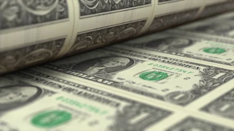 USD Money Banknotes Printing Stock Footage 281655820