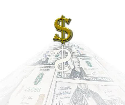 USD symbol against banknotes background Stock Illustration