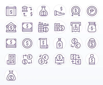 Usd Vector Icon Repository containing 25 Regular Line 256x256 Detail Enhanc.. Stock Illustration