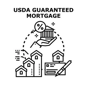 Usda guaranteed mortgage program offering rural home financing 库存插图