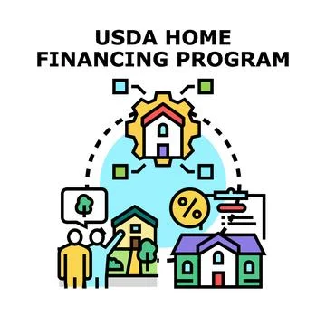 Usda home financing program providing loan for house Stock Illustration