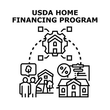 Usda home financing program providing loan for house Stock Illustration