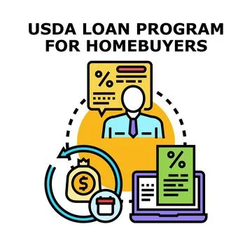 Usda loan program assisting homebuyers with financing and mortgage Stock Illustration