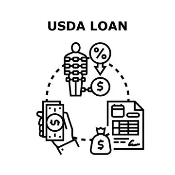 Usda loan program receiving financial assistance concept Stock Illustration