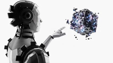 The use of AI in many areas of work, simulated world travel via cyberspace,.. Stock Illustration