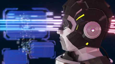 The use of AI in many areas of work, simulated world travel via cyberspace,.. Illustrazione stock