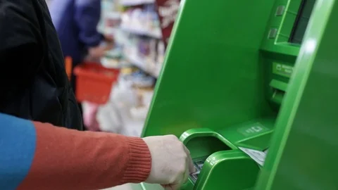 Use of a bank ATM Stock Footage 119916010