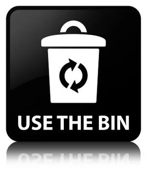 Use the bin black square button Stock Illustration