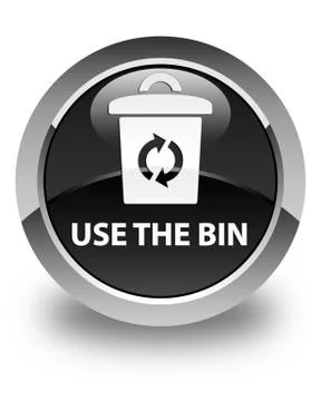 Use the bin glossy black round button Stock Illustration