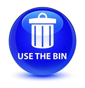 Use the bin (trash icon) glassy blue round button Illustrazione stock