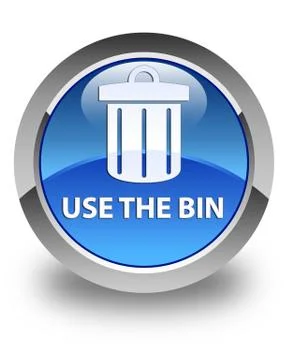 Use the bin (trash icon) glossy blue round button Illustrazione stock