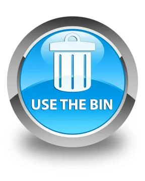 Use the bin (trash icon) glossy cyan blue round button Illustrazione stock