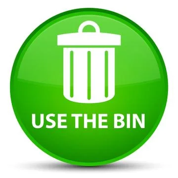 Use the bin (trash icon) special green round button Stock Illustration