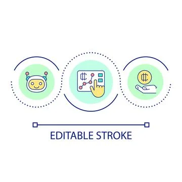 Use bots for crypto trading loop concept icon Stock Illustration