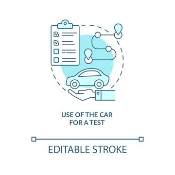 Use of car for test blue concept icon Stock Illustration