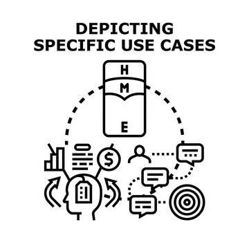Use case analysis planning and development process Illustrazione stock